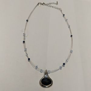 Lia Sophia black and silver charm necklace